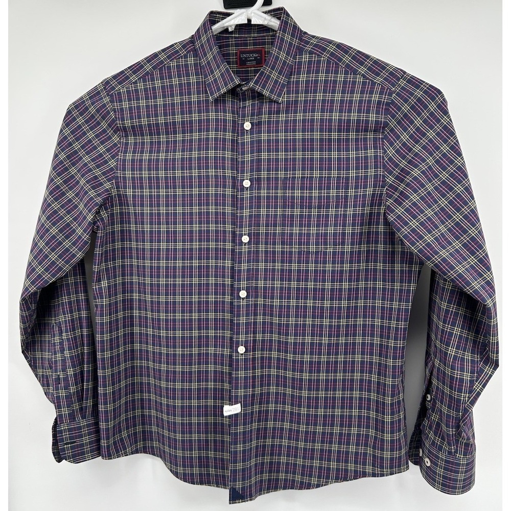 Untuckit Long Sleeve Button Down Shirt Multicolored Polyester Mens Large
